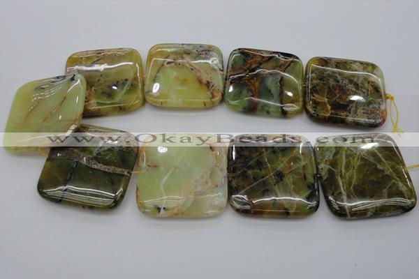 COP585 15.5 inches 45*45mm square natural yellow & green opal beads