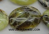 COP593 15.5 inches 25*35mm oval natural yellow & green opal beads