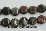 COP602 15.5 inches 10mm flat round green opal gemstone beads