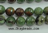 COP662 15.5 inches 8mm faceted round green opal gemstone beads