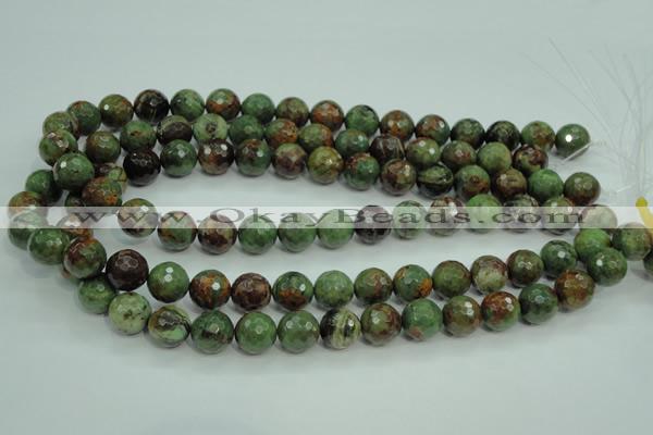 COP664 15.5 inches 12mm faceted round green opal gemstone beads