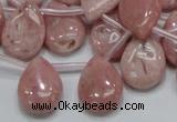 COP74 15.5 inches 13*18mm flat teardrop natural pink opal beads