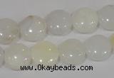 COP904 15.5 inches 12mm flat round natural white opal gemstone beads