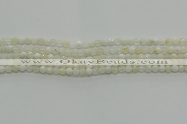 COP930 15.5 inches 4mm faceted round white opal gemstone beads