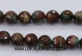 COP963 15.5 inches 10mm faceted round green opal gemstone beads