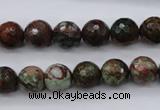 COP965 15.5 inches 14mm faceted round green opal gemstone beads