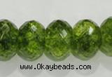 COQ104 15.5 inches 13*18mm faceted rondelle dyed olive quartz beads