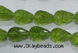 COQ109 15.5 inches 10*14mm faceted teardrop dyed olive quartz beads