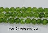 COQ115 15.5 inches 6mm faceted nuggets dyed olive quartz beads