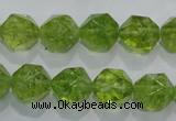 COQ117 15.5 inches 10mm faceted nuggets dyed olive quartz beads