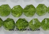 COQ118 15.5 inches 12mm faceted nuggets dyed olive quartz beads