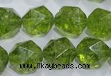 COQ119 15.5 inches 14mm faceted nuggets dyed olive quartz beads