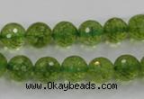 COQ16 16 inches 14mm faceted round dyed olive quartz beads wholesale