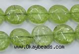 COQ25 16 inches 15mm flat round dyed olive quartz beads wholesale