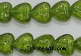 COQ33 15.5 inches 20*20mm heart dyed olive quartz beads wholesale