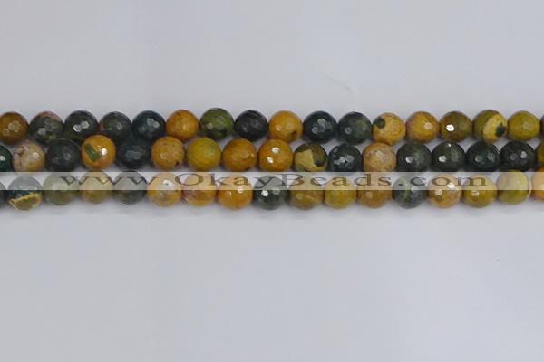 COS203 15.5 inches 10mm faceted round ocean jasper beads