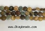 COS244 15.5 inches 12mm flat round ocean stone beads wholesale