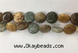 COS247 15.5 inches 18mm flat round ocean stone beads wholesale