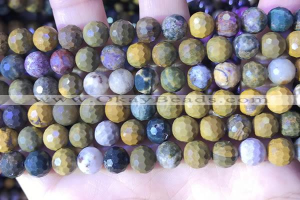 COS311 15.5 inches 8mm faceted round ocean jasper beads