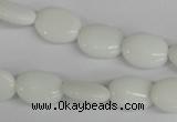 COV82 15.5 inches 10*14mm oval white porcelain beads wholesale