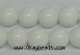 CPB06 15.5 inches 14mm round white porcelain beads wholesale