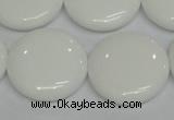 CPB100 15.5 inches 25mm flat round white porcelain beads wholesale