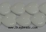 CPB105 15.5 inches 18*18mm heart white porcelain beads wholesale