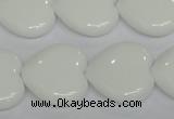 CPB106 15.5 inches 20*20mm heart white porcelain beads wholesale