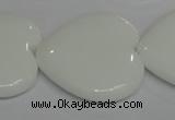 CPB109 15.5 inches 35*35mm heart white porcelain beads wholesale