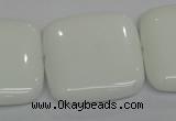 CPB117 15.5 inches 30*30mm square white porcelain beads wholesale