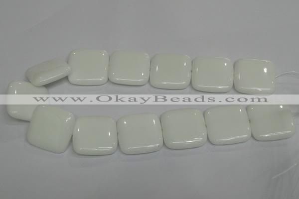 CPB117 15.5 inches 30*30mm square white porcelain beads wholesale