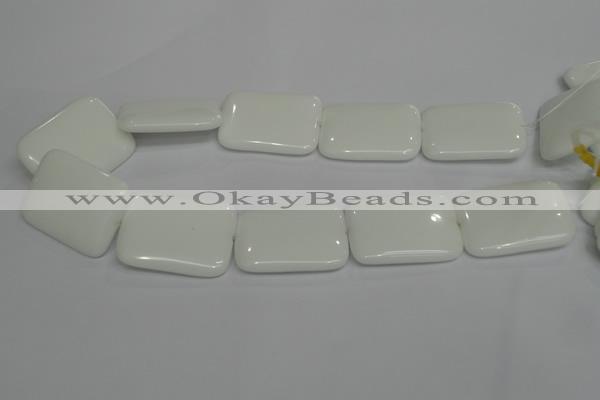 CPB125 15.5 inches 30*40mm rectangle white porcelain beads wholesale