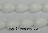 CPB23 15.5 inches 12*16mm teardrop white porcelain beads wholesale