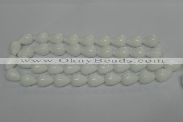 CPB25 15.5 inches 15*20mm teardrop white porcelain beads wholesale