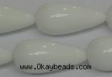 CPB27 15.5 inches 10*30mm teardrop white porcelain beads wholesale