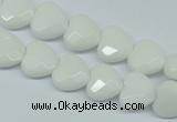 CPB310 15 inches 12*12mm faceted heart white porcelain beads