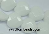 CPB312 15 inches 16*16mm faceted heart white porcelain beads