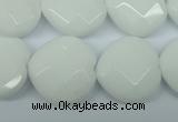 CPB314 15 inches 20*20mm faceted heart white porcelain beads