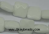 CPB322 15 inches 16*16mm faceted square white porcelain beads