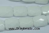 CPB329 15 inches 12*16mm faceted rectangle white porcelain beads