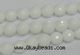 CPB33 15.5 inches 8mm faceted round white porcelain beads wholesale