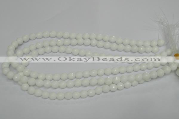 CPB33 15.5 inches 8mm faceted round white porcelain beads wholesale