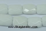 CPB330 15 inches 13*18mm faceted rectangle white porcelain beads