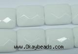 CPB331 15 inches 15*20mm faceted rectangle white porcelain beads