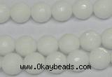 CPB34 15.5 inches 10mm faceted round white porcelain beads wholesale