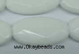 CPB341 15 inches 20*40mm faceted oval white porcelain beads