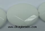 CPB342 15 inches 30*40mm faceted oval white porcelain beads