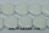 CPB350 15 inches 12*12mm heart white porcelain beads wholesale