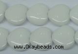 CPB351 15 inches 14*14mm heart white porcelain beads wholesale