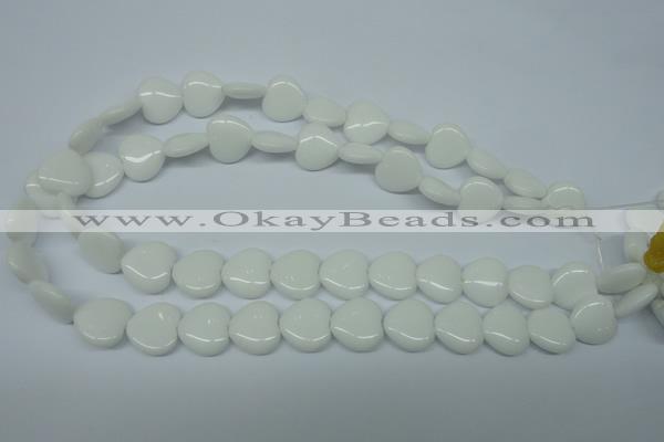 CPB351 15 inches 14*14mm heart white porcelain beads wholesale